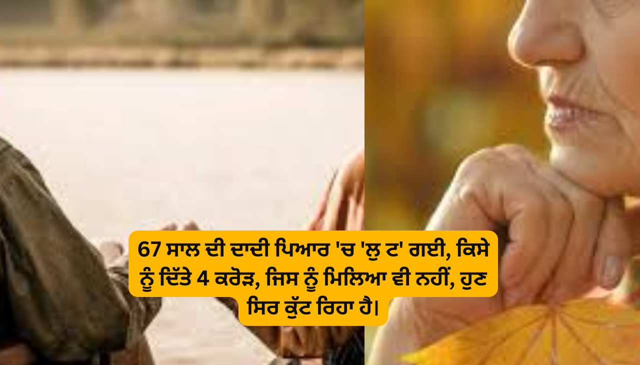 67 ਸਾਲ ਦੀ ਦਾਦੀ ਪਿਆਰ 'ਚ 'ਲੁ ਟ' ਗਈ, ਕਿਸੇ ਨੂੰ ਦਿੱਤੇ 4 ਕਰੋੜ, ਜਿਸ ਨੂੰ ਮਿਲਿਆ ਵੀ ਨਹੀਂ, ਹੁਣ ਸਿਰ ਕੁੱਟ ਰਿਹਾ ਹੈ।